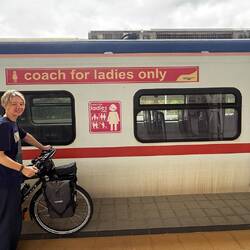 Amanda travelled with me in the mixed carriage despite having one set aside for ladies