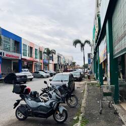 Sungkai. A typical Malay small habitation of boxy premises