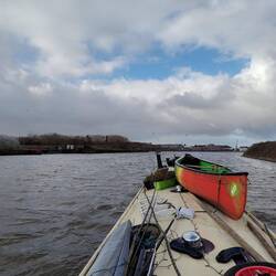 Heading into the wind and waves on the Manchester Ship Canal