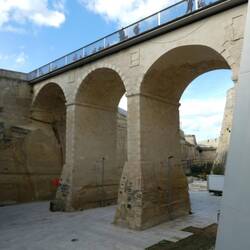 Bridge to the new city gate, from the Valletta Ditch, 16th century defensive moat