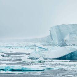 A76C disappearing into the distance — Weddell Sea, Antarctica.