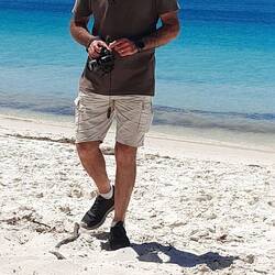 Brad at Murray's Beach (?), Jervis Bay - look at the colour of that water