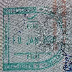 Und wieder einer mehr im Pass. Ausreisestempel Philippinen.