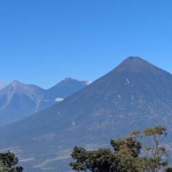All three volcanoes viewed from Pacaya, left to right - Acatanengo, Fuego, Agua