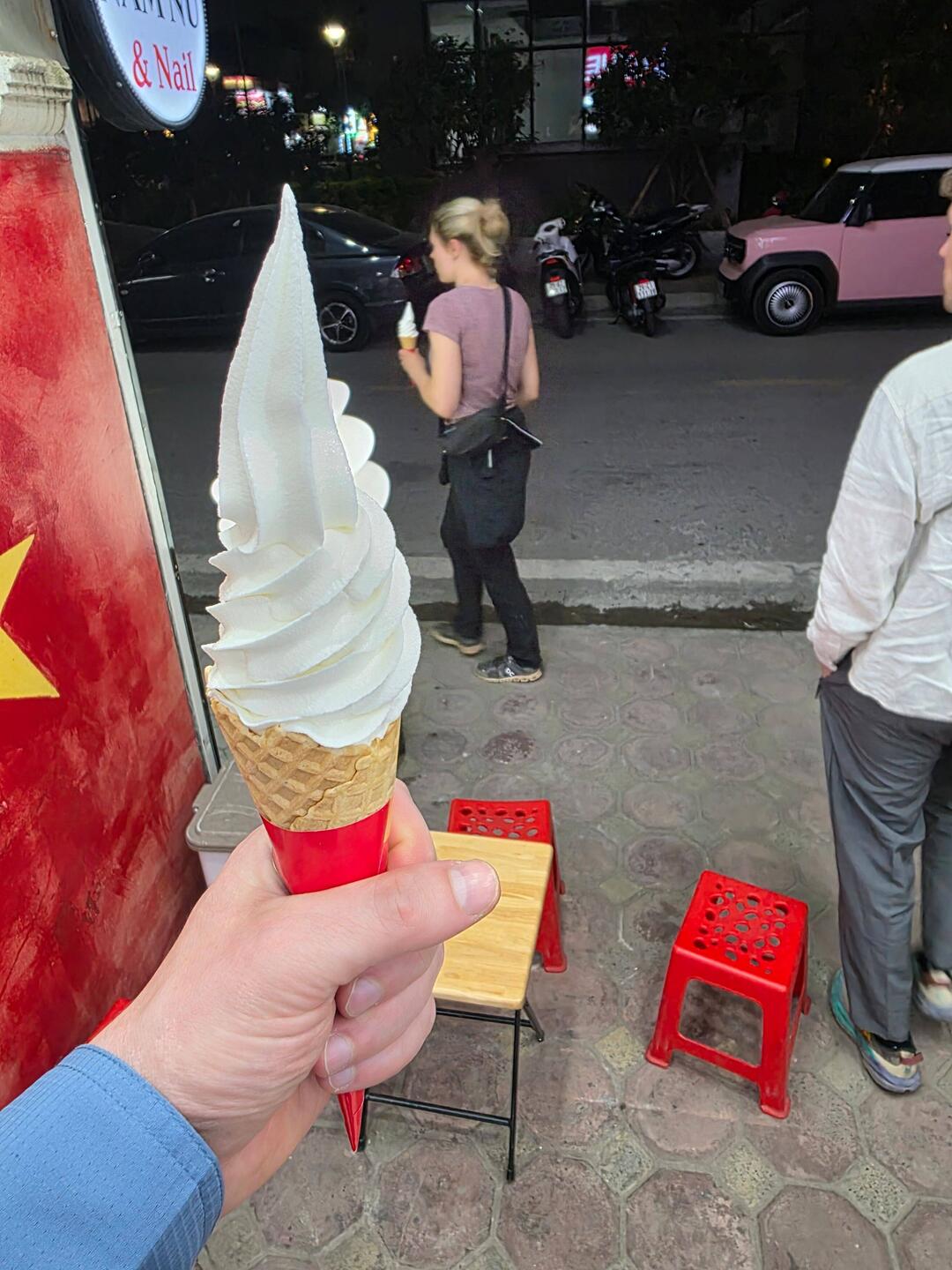 Ice cream while our car is being washed