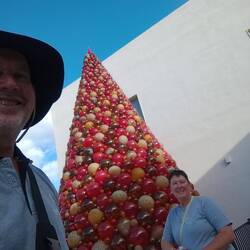 Mdina Glass Xmas tree, 7m high, made of 2000 handmade glass blown baubles
