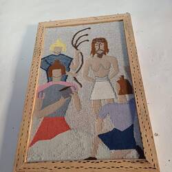 Kreuzweg gewebt und Rahmen aus Kaktusholz