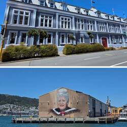 Wellington Museum - Fresque murale de Whaea June Te Raumange Jackson sur un bâtiment d'entrepôt