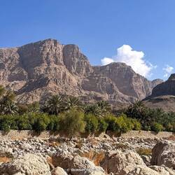 Im Background steiles Gebirge