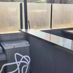 The windy view from the hotel rooftop bar.