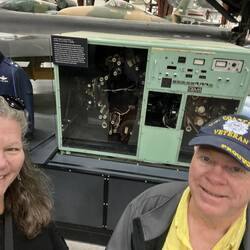 Rosanne and I standing in front of the GEMS on display