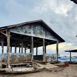 The pavilion at the pier. It has seen better days!