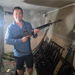 Inside a secret bunker with loads of weapons