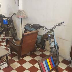 Inside a café next to the secret bunker