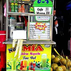 Coffee stand or "ça phe" 10,000 for a coffee is about 50 cents
