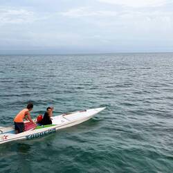 Lubis and friend after the gift-bearing visit