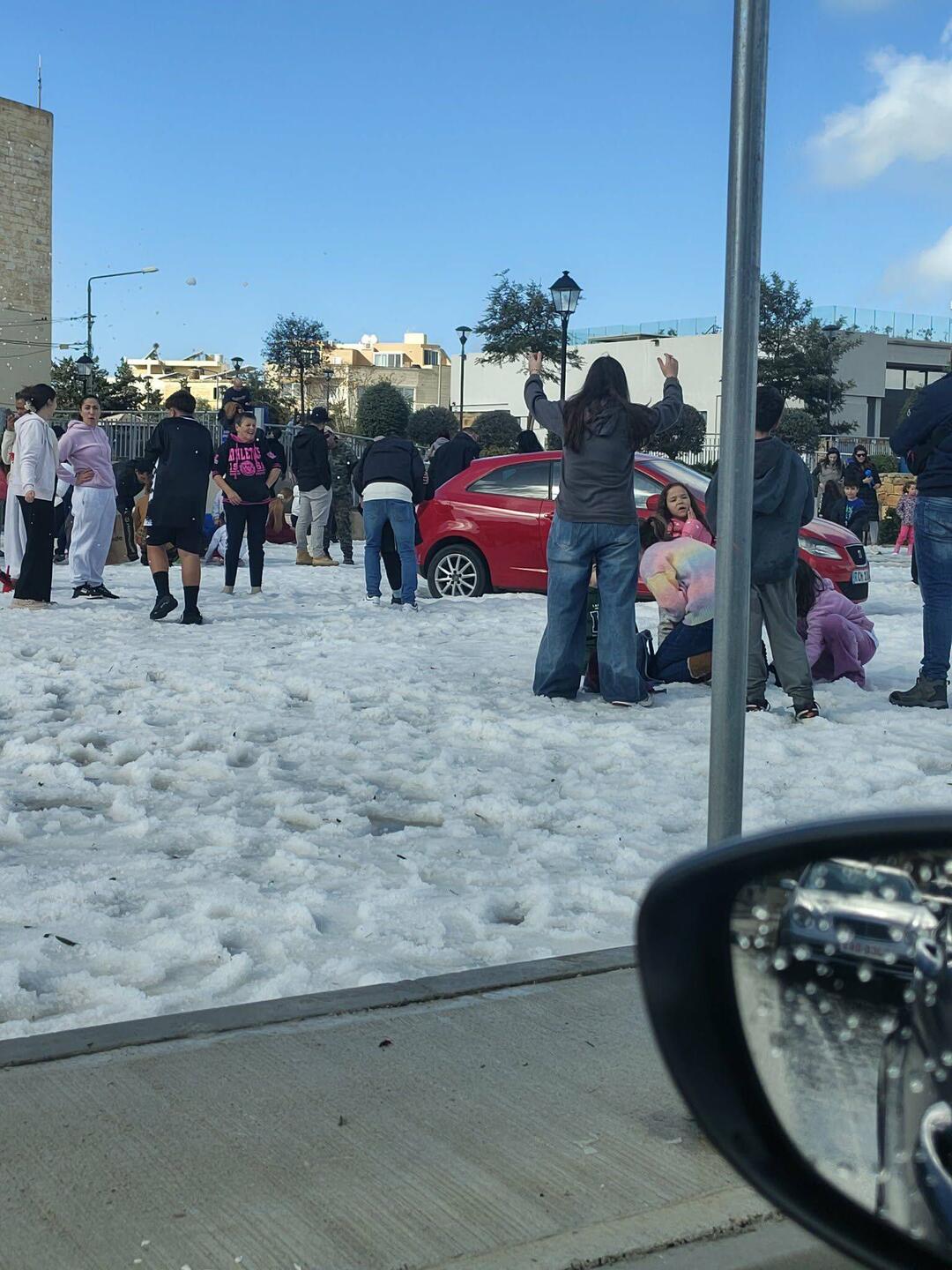 Kids enjoying the "snow"