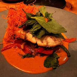 Sea Bass with Red Curry and roasted Carrot