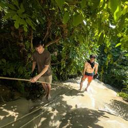 But the tackiness of the rocks meant that you didn't really need it except where the water gushed