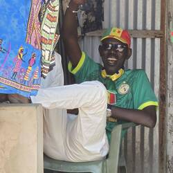 "Boss", our guide in the last days, all dressed up for today quarter final match