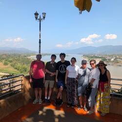 Bad lighting and we are blocking the triangle but we were there!