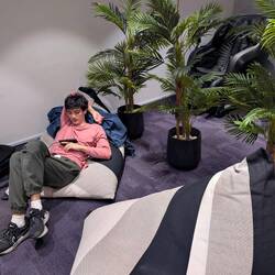 A bean bag, air con and a charging point.