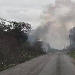 Müllverbrennung an der Straße