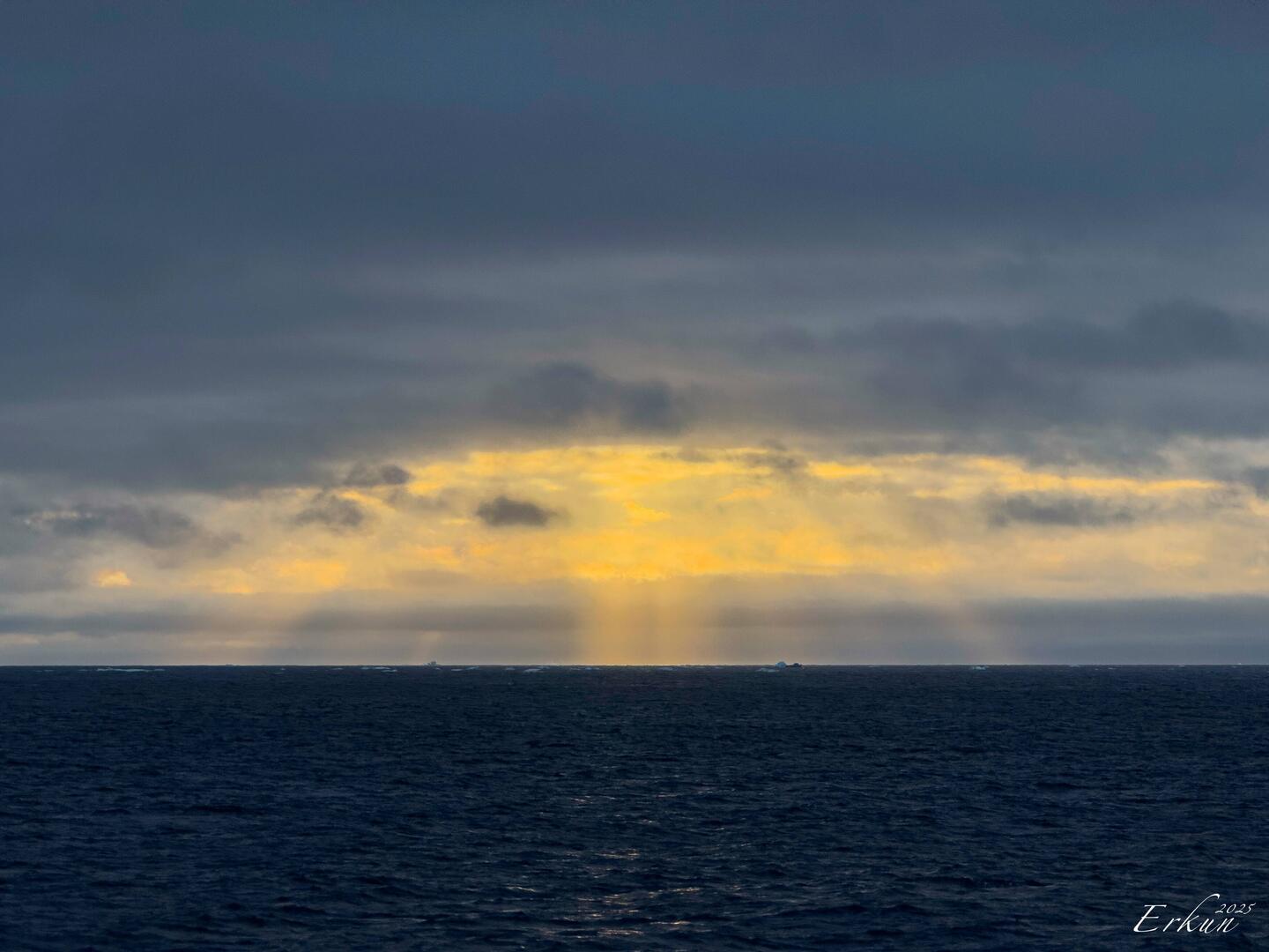 A brief glimpse of color before the overcast takes over — Weddell Sea, Antarctica.