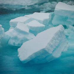 A clear blue stripe indicates heavily compressed ice — Weddell Sea, Antarctica.