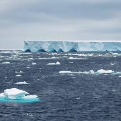 A giant tabular on the horizon — Weddell Sea, Antarctica.