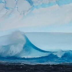 Big splash along the edge of an iceberg — Weddell Sea, Antarctica.