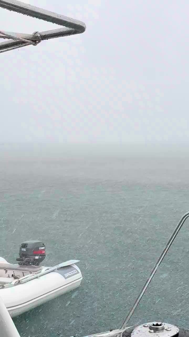 We woke up to glorious, saturating rain, and eerily calm water.