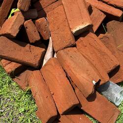 Hand made clay bricks - see the marks from the clay being smoothed by hand