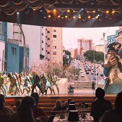 There was a large screen that projected various images of Brazil behind the performance.