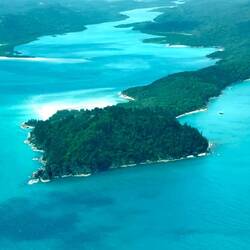 Blick auf Whitsunday Island, wo wir zuvor mit dem Katamaran waren