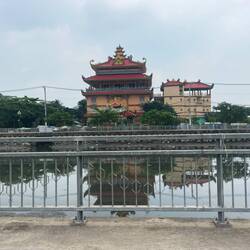 Nice pagoda as we come into Saigon