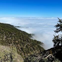 die Bergabfahrt nähert sich der Wolkendecke