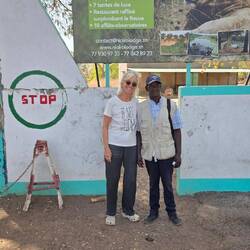 At the exit of the park. Good bye to Lamin our guide