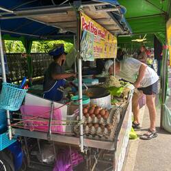 Food is inexpensive. Our Pad Thai was about $2.40.