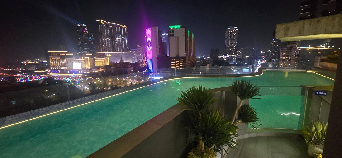 Pool view at night