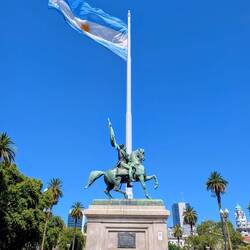 Statue of Manuel Belgrano, a key servant of independence and designer of the national flag.