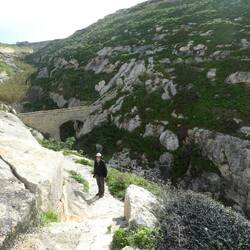 About to cross the 16th century bridge to Xlendi watchtower