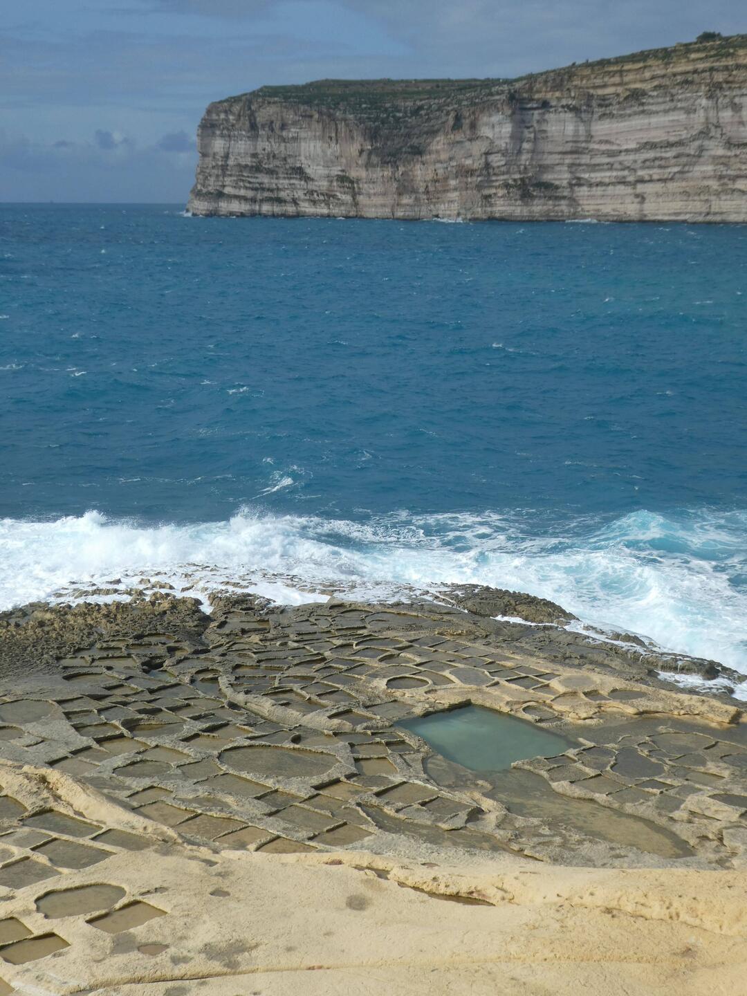Salt pans below Xlendi watchtower