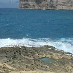 Salt pans below Xlendi watchtower