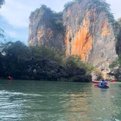 We canoed into sea caves and around small islands.