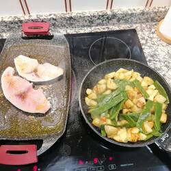 Heute gabs Schwertfisch und patatas bravas