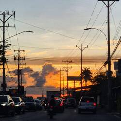 Erster Sonnenuntergang im Stau