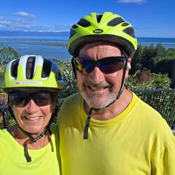 It's a half mile climb of 300' to ride up to our house -- >11% grade! Not fun, but we did it!