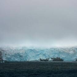 One of the many glaciers streaming down to the ocean — Elephant Island, South Shetlands.