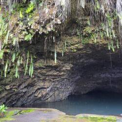 Water continually drips from the mountain above to fill this pond